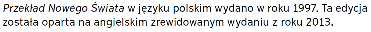 Przekład Nowego Świata wyd. pol. 2018