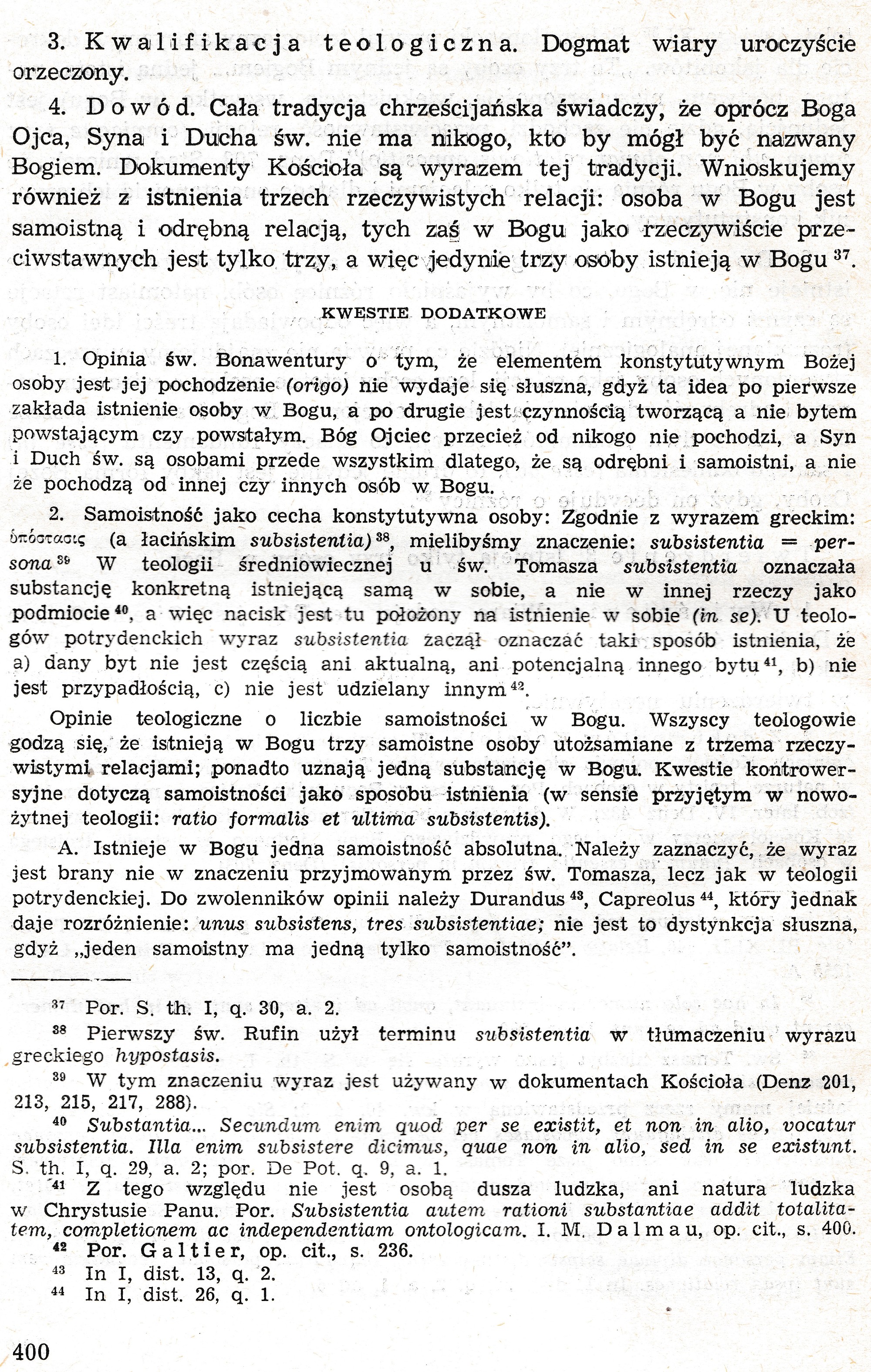 Dogmatyka Katolicka, Bóg jeden w Trójcy Osób