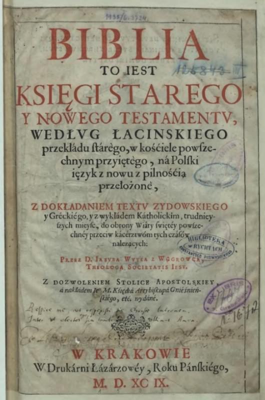 Biblia Łacińsko-polska ks. Jakób Wujek