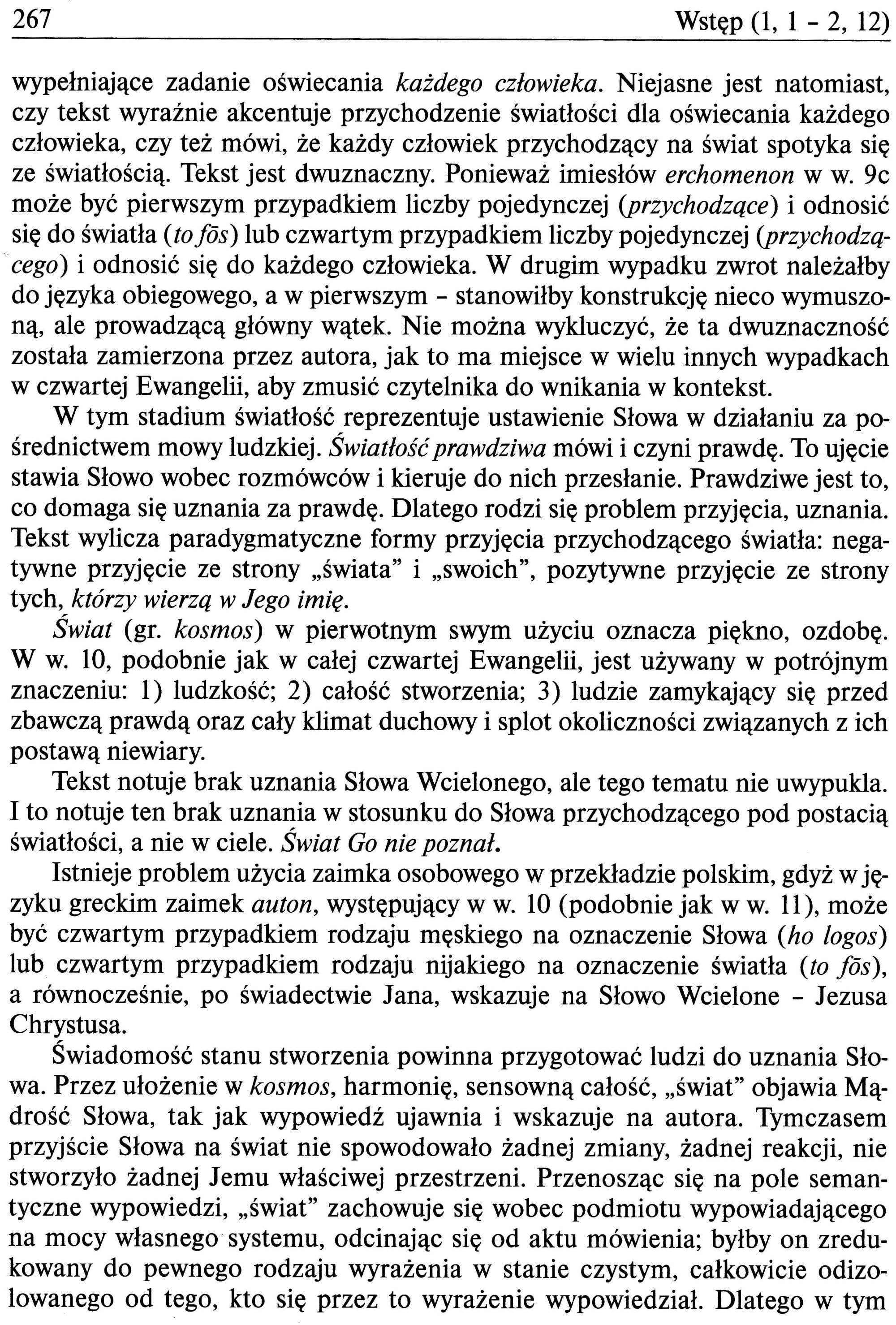 Ewangelia wg. św. Jana Komentarz do J 1, 1-18