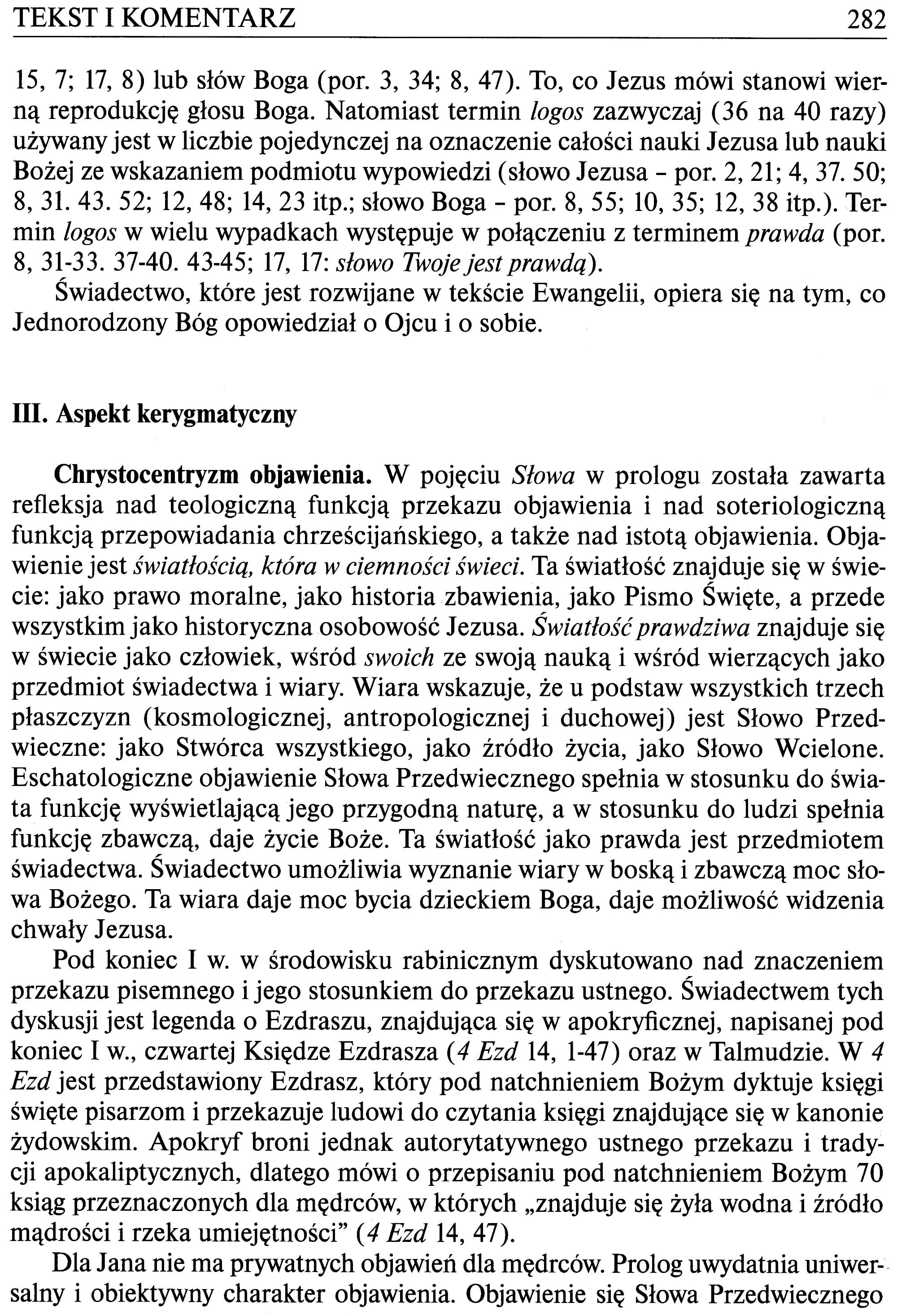 Ewangelia wg. św. Jana Komentarz do J 1, 1-18