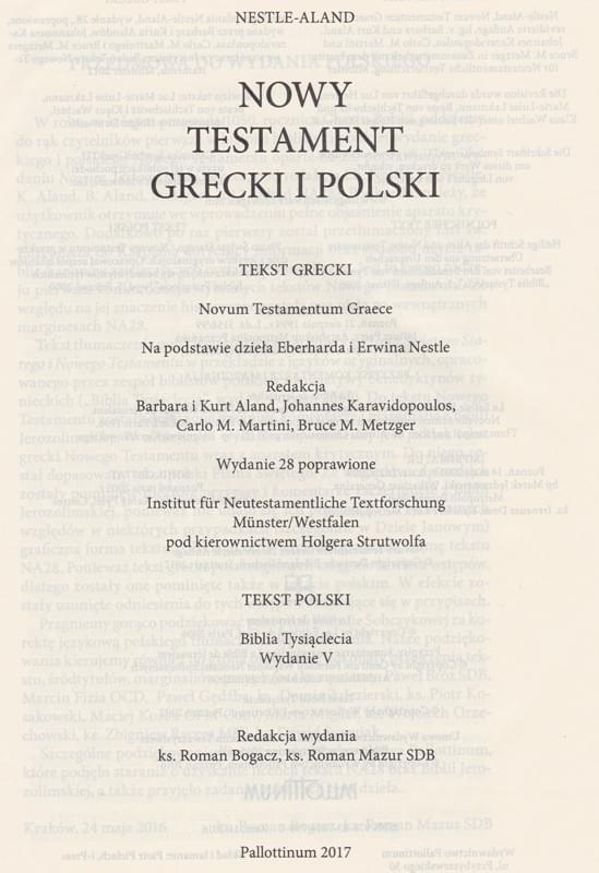 Nowy Testament Grecko-Polski Nestle-Aland