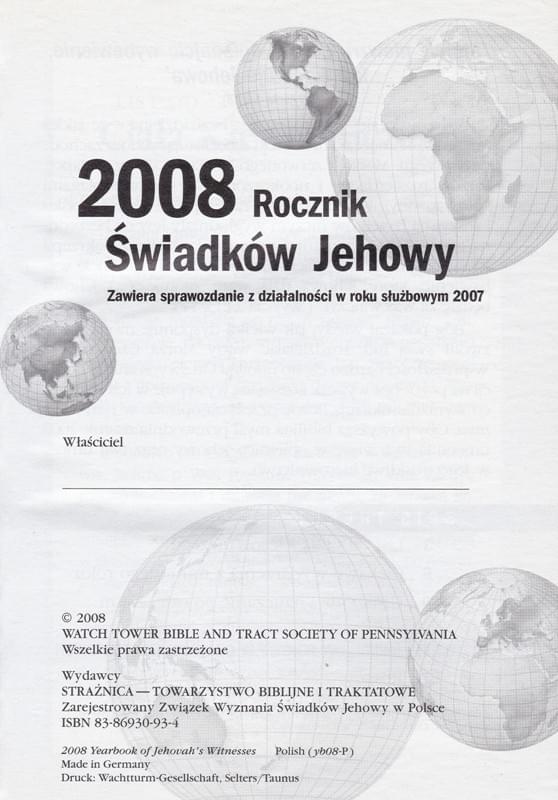 Rocznik Świadków Jehowy 2008