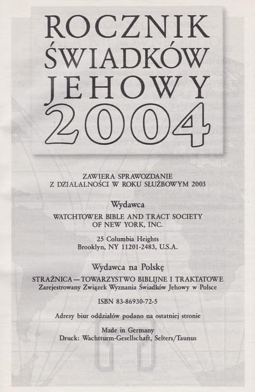 Rocznik Świadków Jehowy 2004