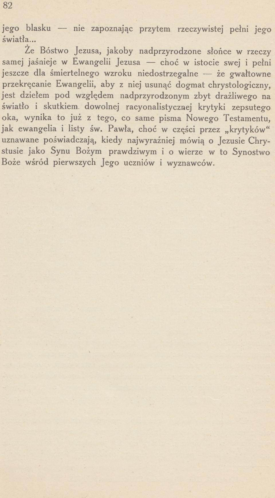 Bóstwo Chrystusa istotą Ewangelii