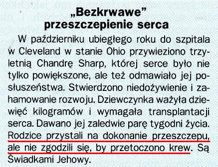 Świadkowie Jehowy a kwestia krwi
